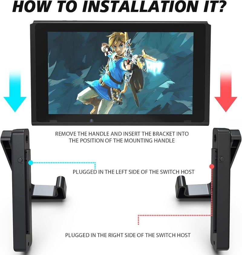 HalaGong Car Holder for Nintendo Switch/OLED, Foldable and Adjustable Table Stand Playstand Bracket, Portable Compact Console Desktop Holder Dock Car Headrest Play Stand Mount, Black - Image 2